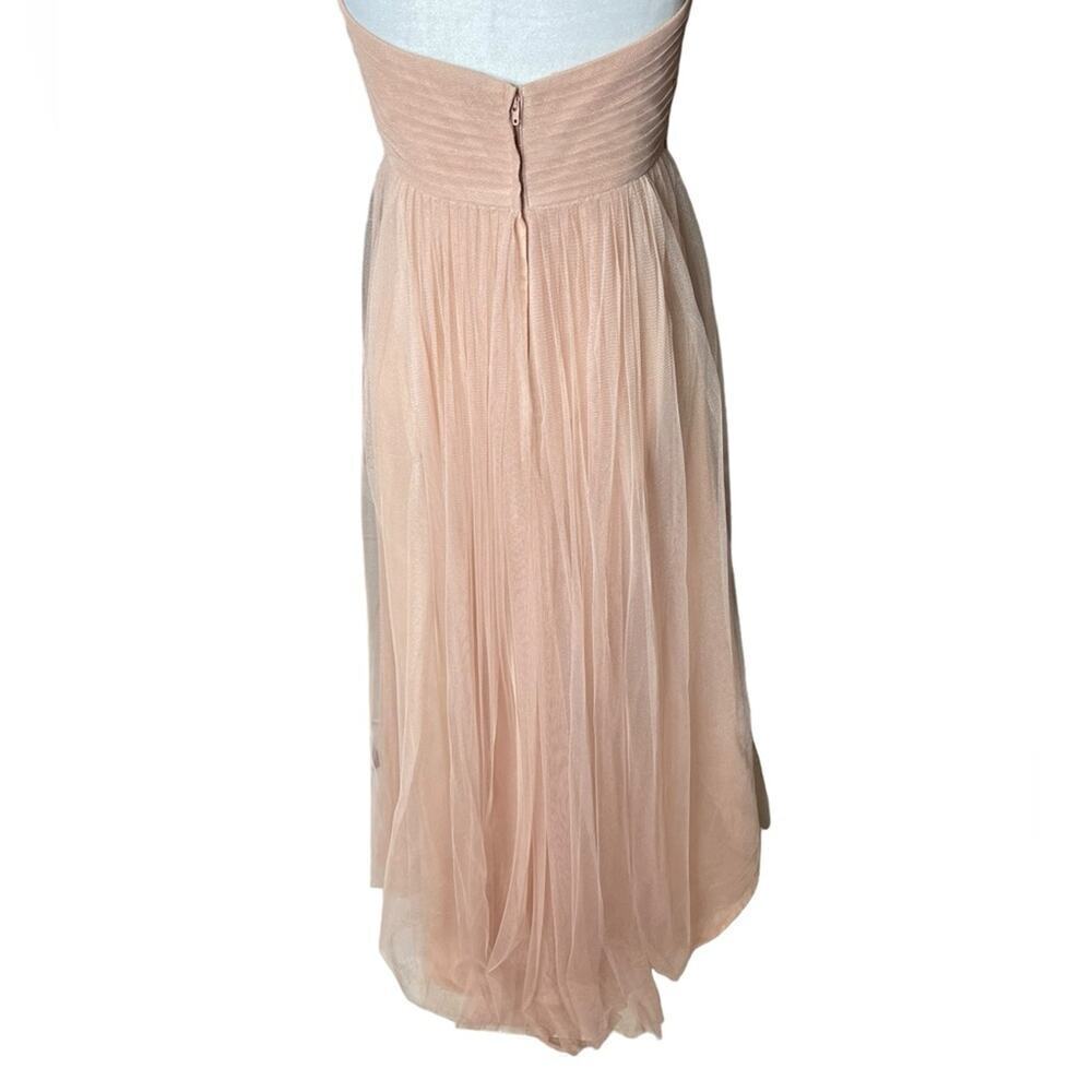 Jenny Yoo Strapless Blush Chiffon Maxi Dress Size 4 Bridesmaid Prom Fairycore - Picture 7 of 16